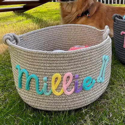 PawTidy Custom Cotton Rope Toy Basket – Woven Pet Storage Organizer