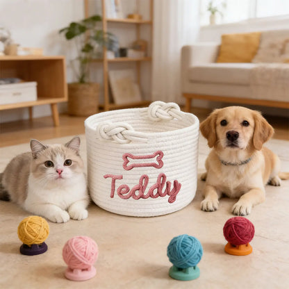 PawTidy Custom Cotton Rope Toy Basket – Woven Pet Storage Organizer