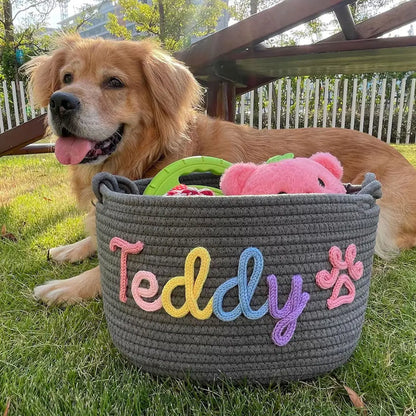 PawTidy Custom Cotton Rope Toy Basket – Woven Pet Storage Organizer
