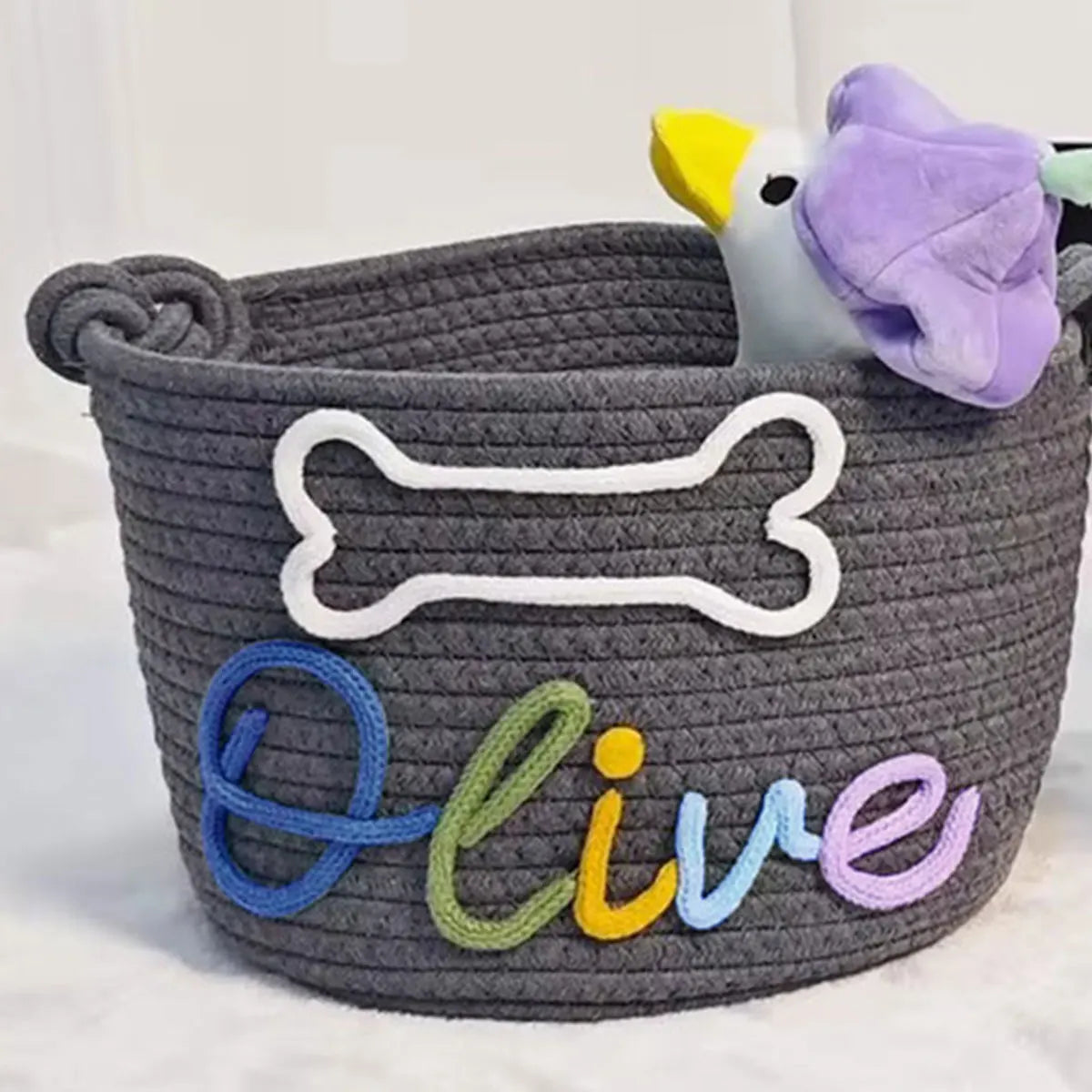 PawTidy Custom Cotton Rope Toy Basket – Woven Pet Storage Organizer