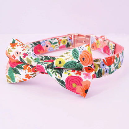 Elegant Floral Dog Harness Set with Personalized Collar & Leash