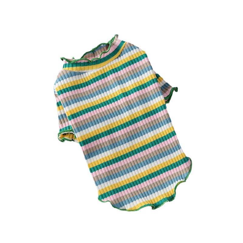 StripeSnug Cotton Pet Vest – Playful & Breathable Style for Cats & Puppies