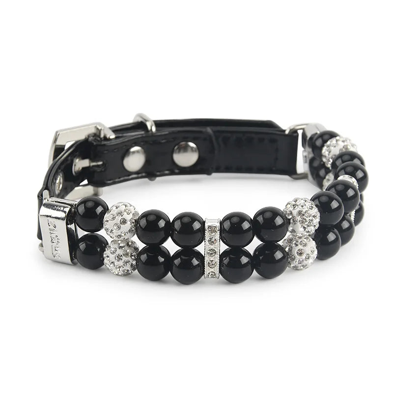 PearlGlow Artificial Pearl & Rhinestone Pet Collar – Elegant Party Necklace for Cats and Dogs