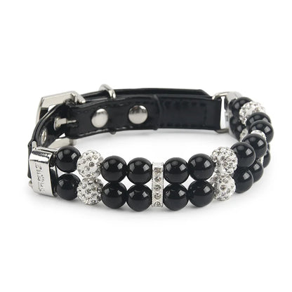 PearlGlow Artificial Pearl & Rhinestone Pet Collar – Elegant Party Necklace for Cats and Dogs