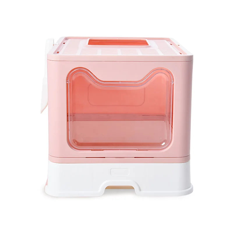 Cat Face Folding Drawer Litter Box – Spacious & Eco-Friendly Design
