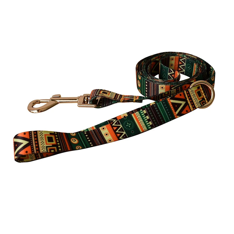 HeritagePaws Ethnic Dog Collar & Leash Set - Custom Engraved for All Breeds