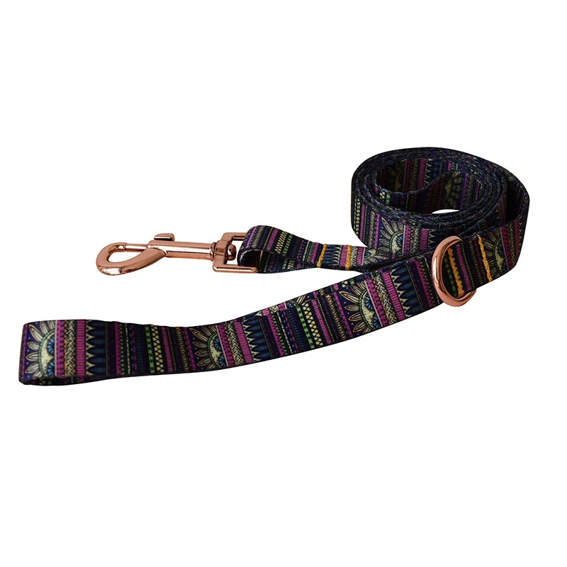 HeritagePaws Ethnic Dog Collar & Leash Set - Custom Engraved for All Breeds
