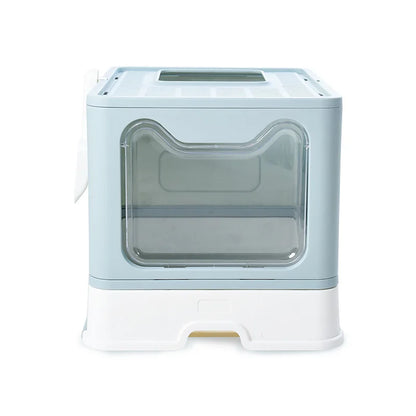 Cat Face Folding Drawer Litter Box – Spacious & Eco-Friendly Design