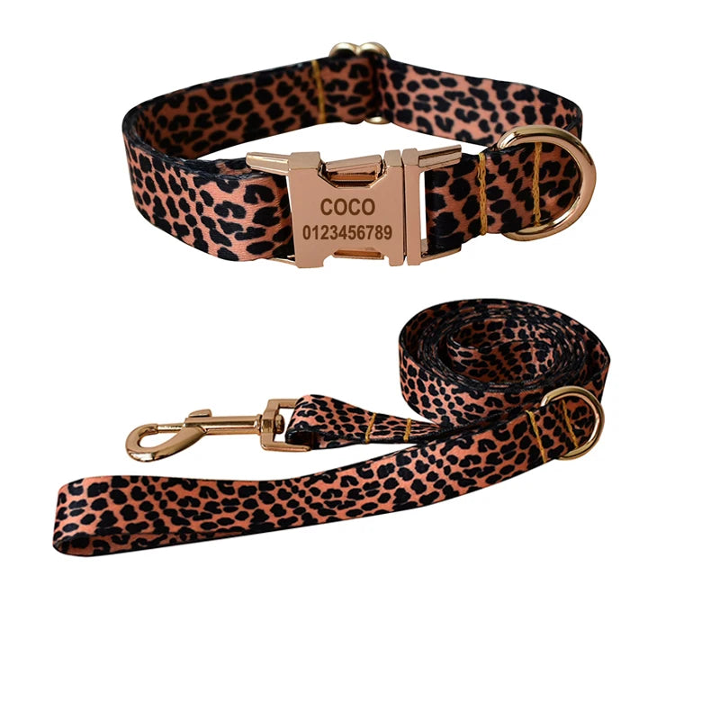 HeritagePaws Ethnic Dog Collar & Leash Set - Custom Engraved for All Breeds