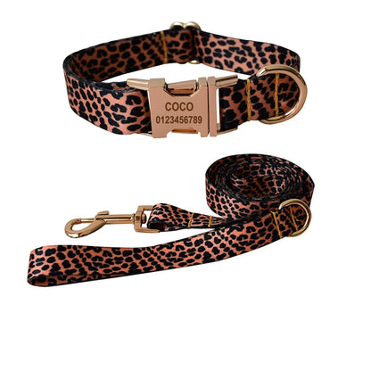HeritagePaws Ethnic Dog Collar & Leash Set - Custom Engraved for All Breeds