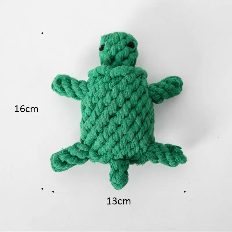 Colorful Handmade Cotton Rope Dog Chew Toy - Carrot, Bone, Pear, Octopus, Starfish, Crab and more