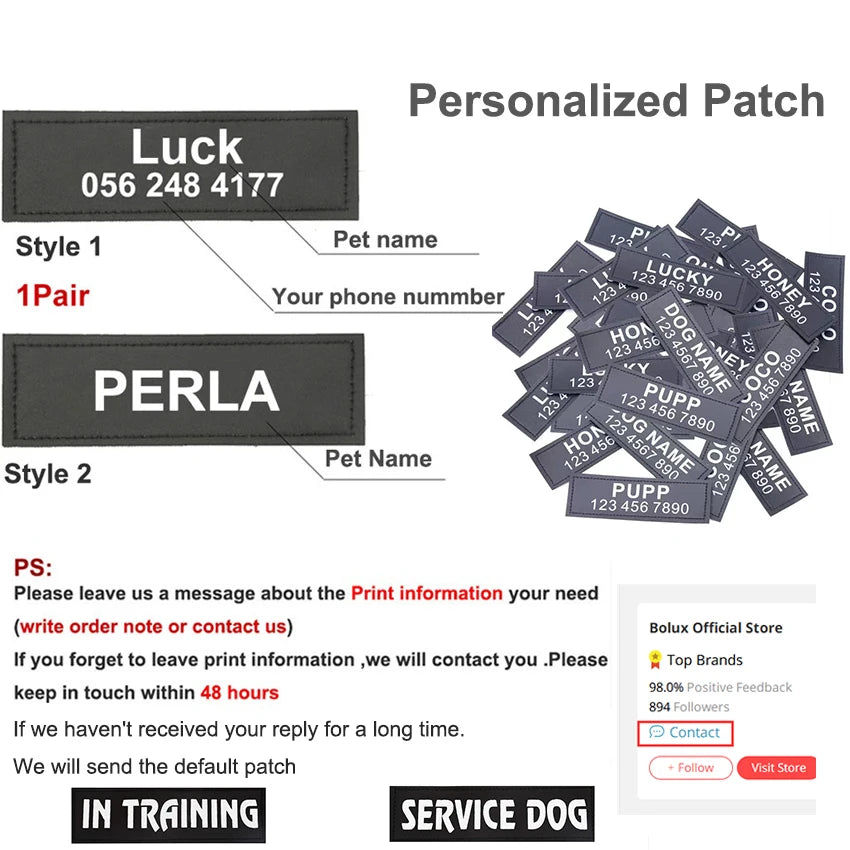 No-Pull Reflective Dog Harness - Custom ID Patch for Safe Outdoor Adventures