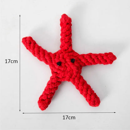 Colorful Handmade Cotton Rope Dog Chew Toy - Carrot, Bone, Pear, Octopus, Starfish, Crab and more