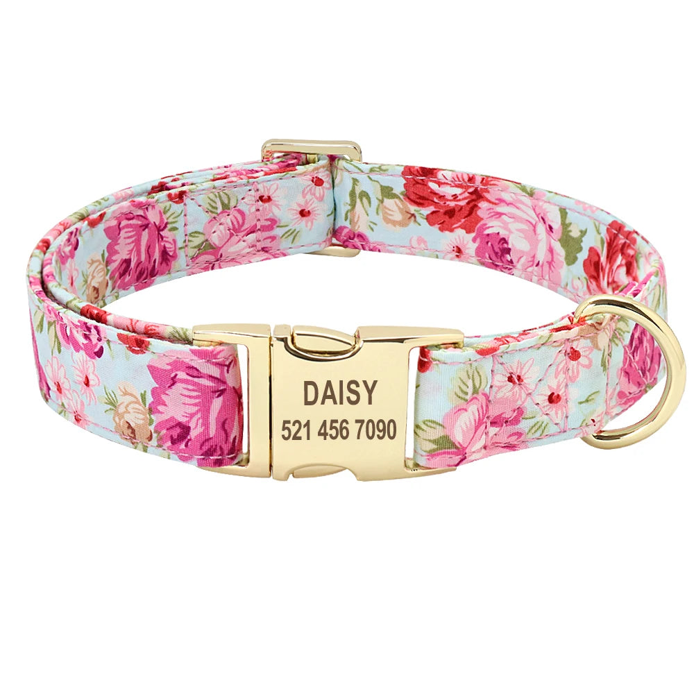 Personalized Floral Dog Collar or Leash or Set