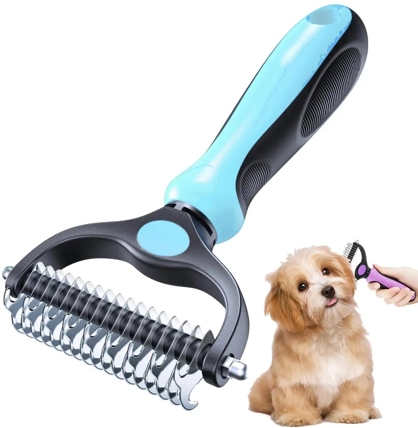 Ultimate Tangle-Free Grooming Brush - Double-Sided Shedding & Dematting Tool for Dogs & Cats