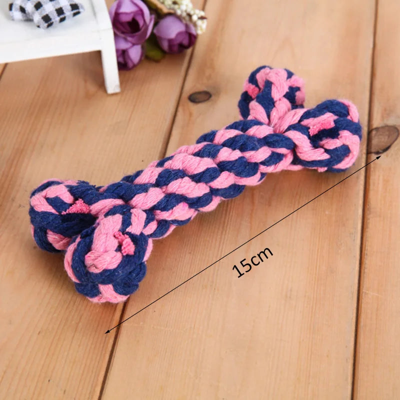 Colorful Handmade Cotton Rope Dog Chew Toy - Carrot, Bone, Pear, Octopus, Starfish, Crab and more