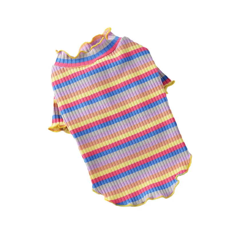 StripeSnug Cotton Pet Vest – Playful & Breathable Style for Cats & Puppies