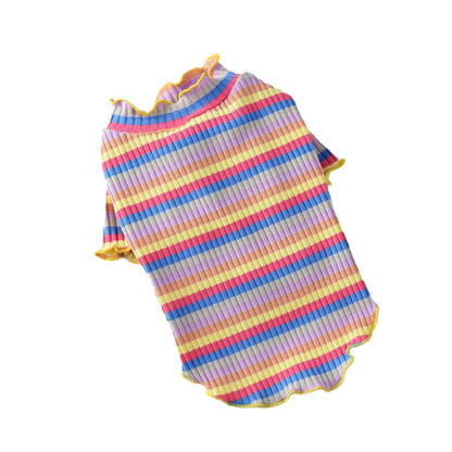 StripeSnug Cotton Pet Vest – Playful & Breathable Style for Cats & Puppies