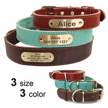 Load image into Gallery viewer, Personalized Leather Dog Collar Leash Set Free Engraved Nameplate