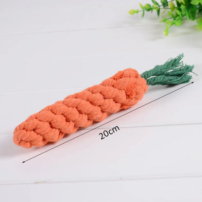 Colorful Handmade Cotton Rope Dog Chew Toy - Carrot, Bone, Pear, Octopus, Starfish, Crab and more