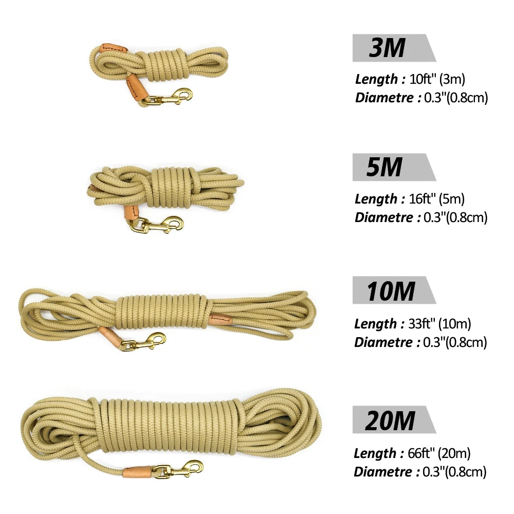 TerraTrack Heavy-Duty Non-Slip Long Training Leash – Premium Nylon Tracking Lead for Medium & Large Dogs