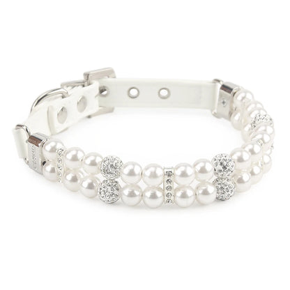 PearlGlow Artificial Pearl & Rhinestone Pet Collar – Elegant Party Necklace for Cats and Dogs