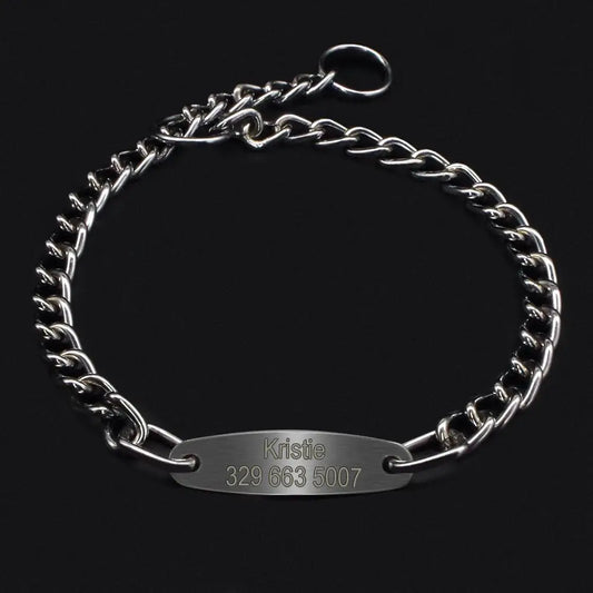 SilverPaw Personalized Metal Slip Collar – Custom Engraved Training Choker for Medium & Large Dogs