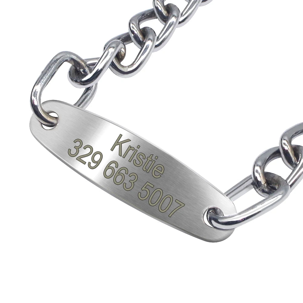 SilverPaw Personalized Metal Slip Collar – Custom Engraved Training Choker for Medium & Large Dogs