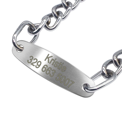 SilverPaw Personalized Metal Slip Collar – Custom Engraved Training Choker for Medium & Large Dogs