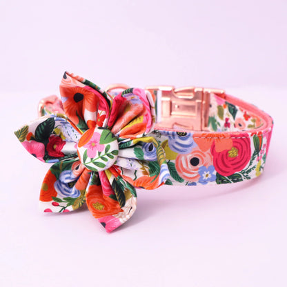 Elegant Floral Dog Harness Set with Personalized Collar & Leash