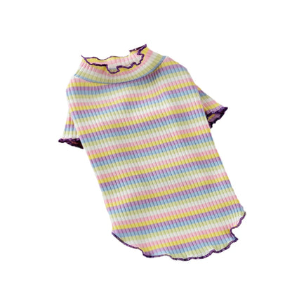 StripeSnug Cotton Pet Vest – Playful & Breathable Style for Cats & Puppies