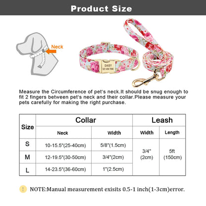 Personalized Floral Dog Collar or Leash or Set