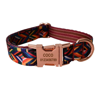HeritagePaws Ethnic Dog Collar & Leash Set - Custom Engraved for All Breeds