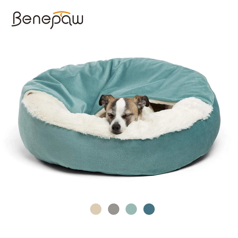 Snuggle Haven Orthopedic Pet Bed with Cozy Hooded Blanket - Barking Meows