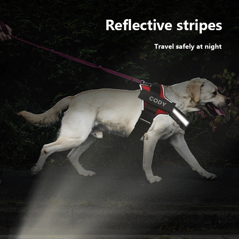 No-Pull Reflective Dog Harness - Custom ID Patch for Safe Outdoor Adventures