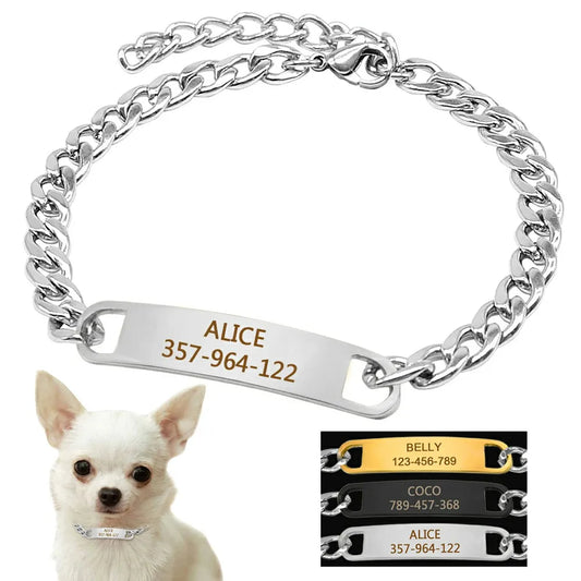 LuxeLink Customized Cat Chain Collar – Premium Engravable Anti-Lost Metal ID Necklace for Kittens and Small Dogs