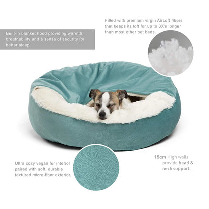 Snuggle Haven Orthopedic Pet Bed with Cozy Hooded Blanket - Barking Meows