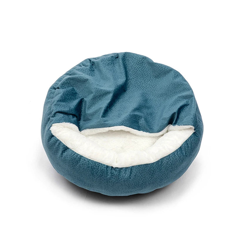 Snuggle Haven Orthopedic Pet Bed with Cozy Hooded Blanket - Barking Meows