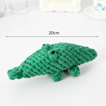 Colorful Handmade Cotton Rope Dog Chew Toy - Carrot, Bone, Pear, Octopus, Starfish, Crab and more
