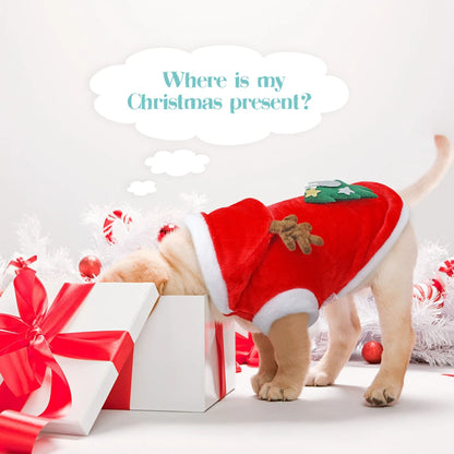 Festive Santa Costume for Pets - Cozy Christmas Hoodie for Small Dogs & Cats