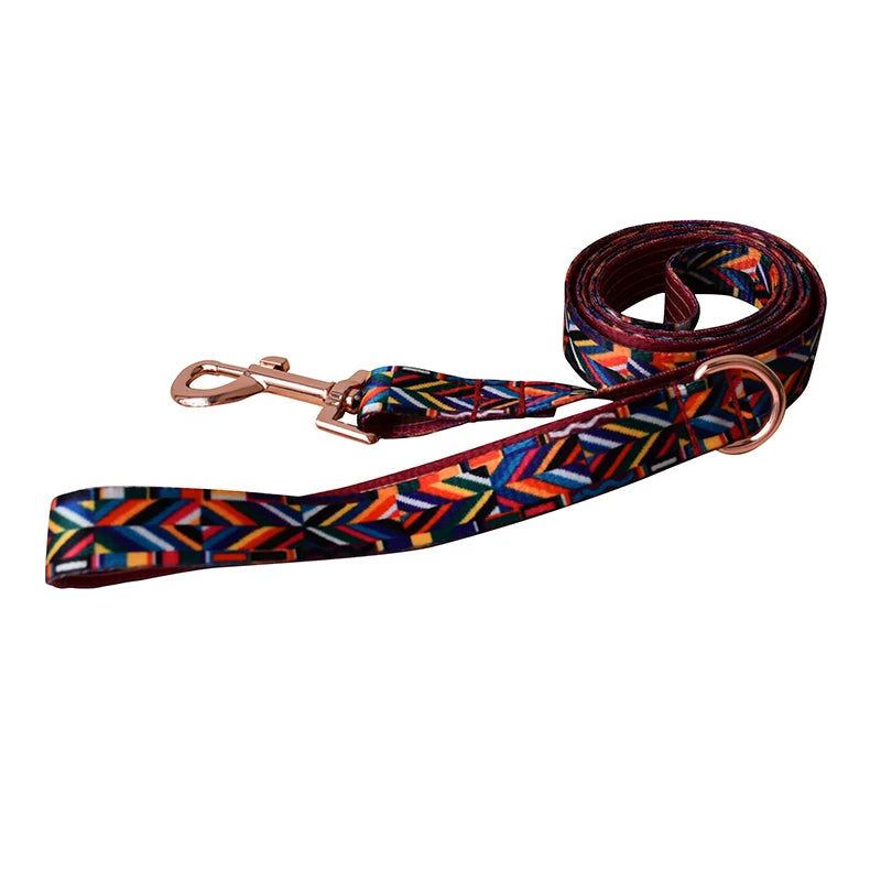 HeritagePaws Ethnic Dog Collar & Leash Set - Custom Engraved for All Breeds