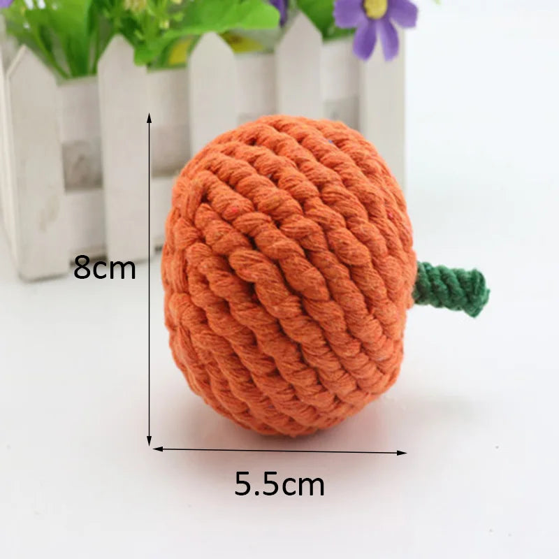 Colorful Handmade Cotton Rope Dog Chew Toy - Carrot, Bone, Pear, Octopus, Starfish, Crab and more