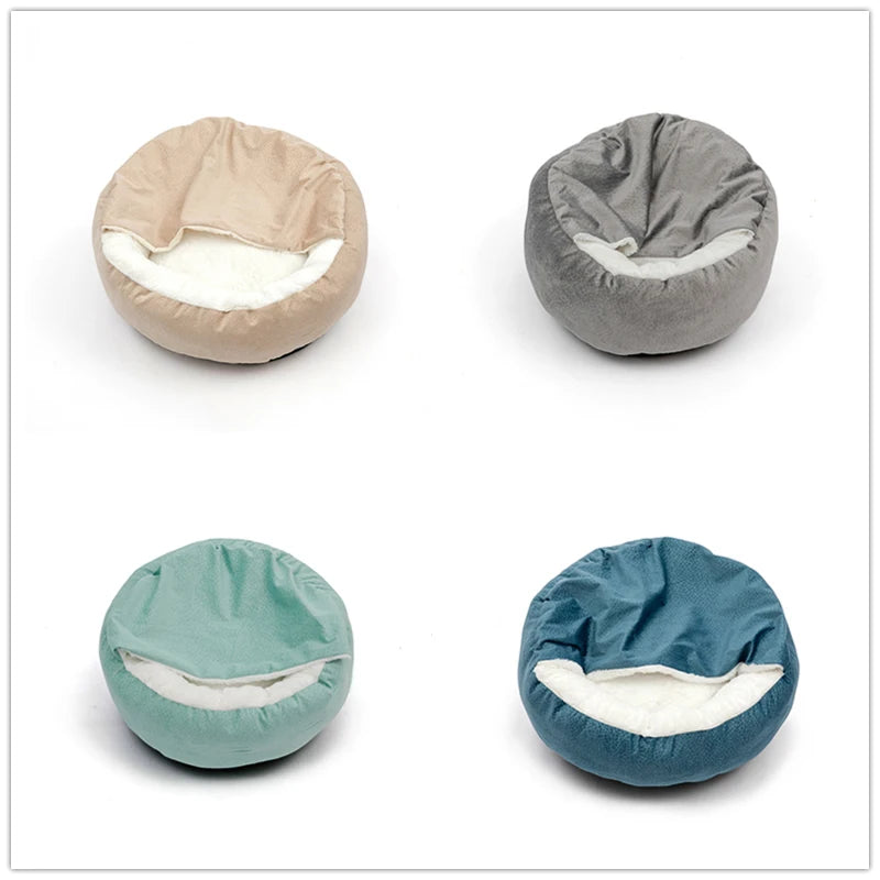 Snuggle Haven Orthopedic Pet Bed with Cozy Hooded Blanket - Barking Meows