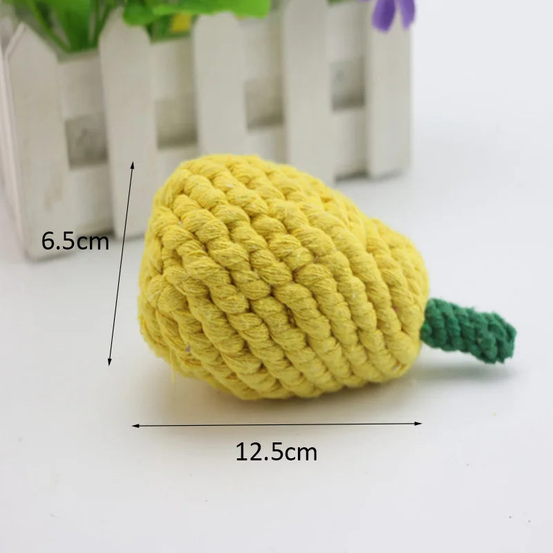 Colorful Handmade Cotton Rope Dog Chew Toy - Carrot, Bone, Pear, Octopus, Starfish, Crab and more