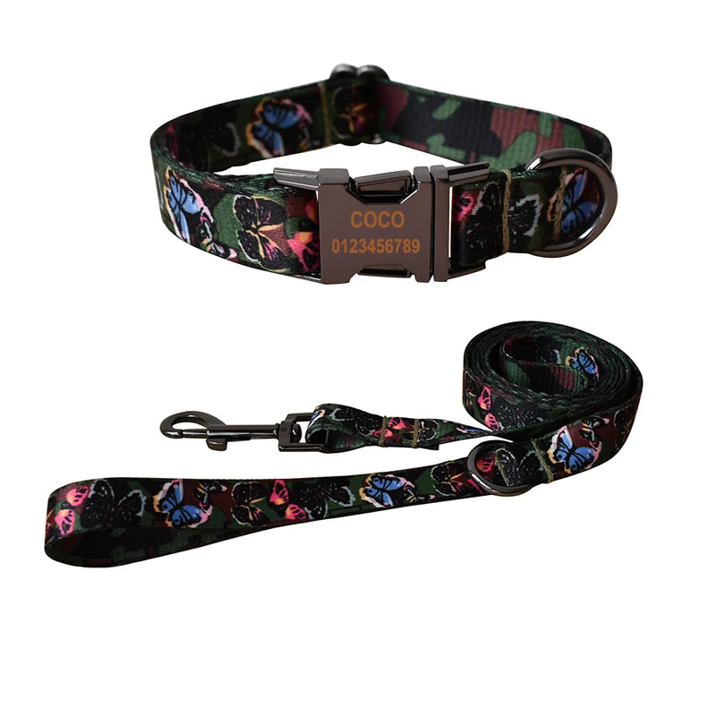 HeritagePaws Ethnic Dog Collar & Leash Set - Custom Engraved for All Breeds