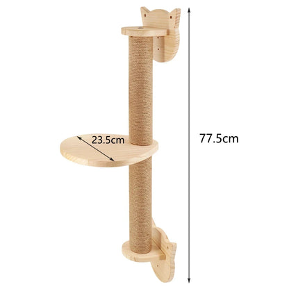 WhiskerWonder Wall-Mounted Cat Playground - Wooden Climbing Shelves & Sisal Scratcher