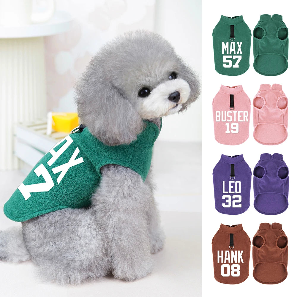 CozyPaws Personalized Fleece Vest - Custom Name & Number for Pets - Barking Meows