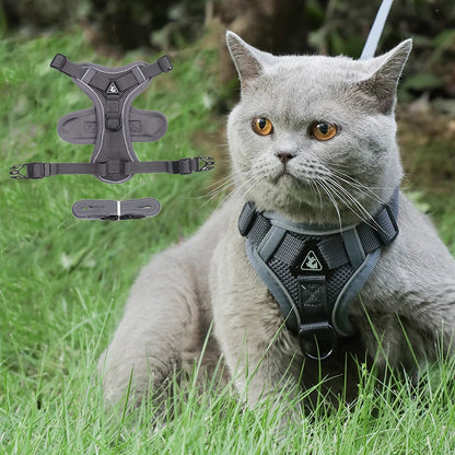 StrutStyle Fashion Reflective Mesh Harness & Leash Set – Premium Padded Outdoor Comfort for Cats and Small Dogs