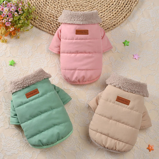 Cozy Winter Wonderland Dog Jacket with Fur Collar