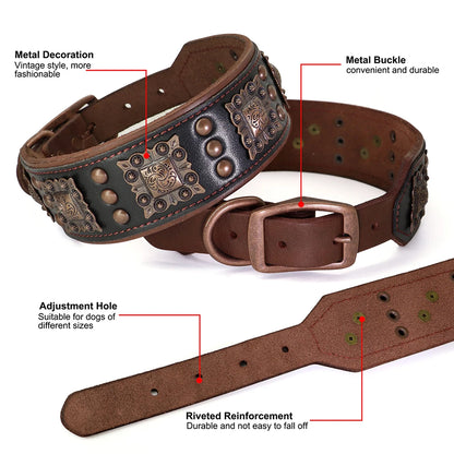 Regal Strength: Luxury Leather Collar & Leash Set for Big Dogs